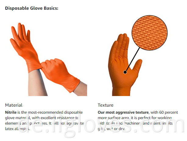 Diamantmuster Orange Handschuhe Ölfeste Handschuhe Auto Reparatur schwarze Handschuhe